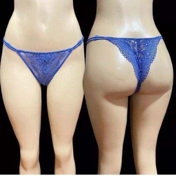Victoria’s Secret Especial Edition Sexy Crochet lace Itsy Mini Panty Teal Large - Picture 6 of 6